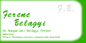 ferenc belagyi business card